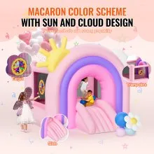 VEVOR Castillo Hinchable Estructura Inflable con Soplador Tobogán y Bolsa de Almacenamiento y Zona de Juegos Inflable al Aire Libre para Niños de 3 a 8 Años 280x230x230 cm para Patio Jardín
