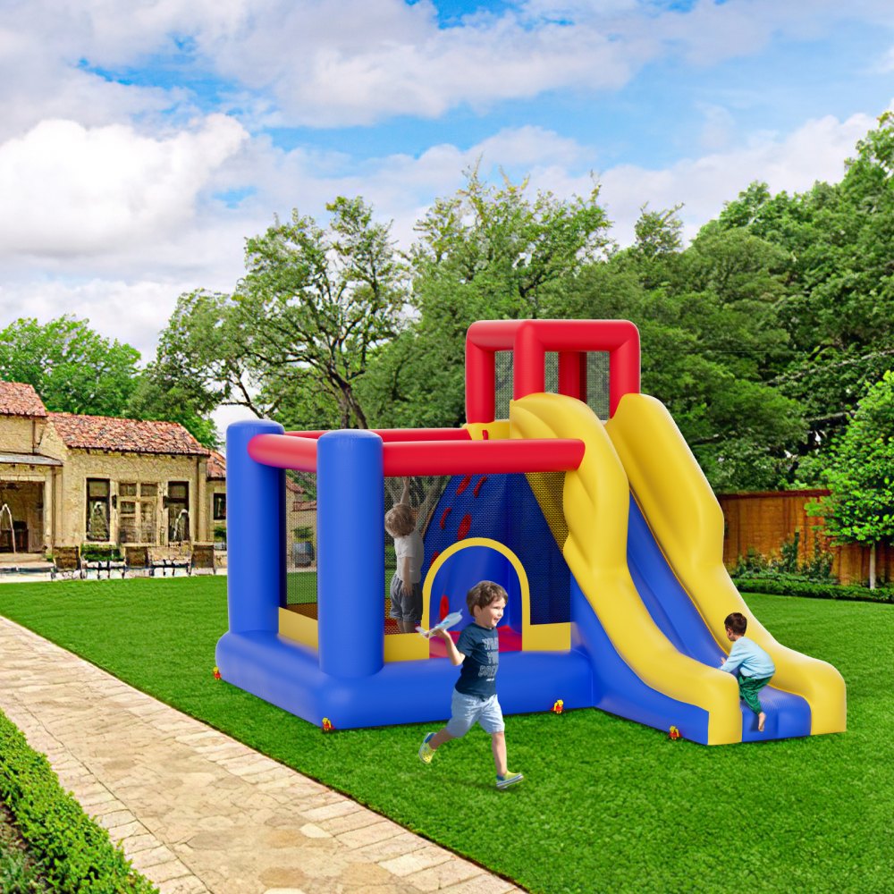 VEVOR Castillo Hinchable Estructura Inflable con Soplador Tobogán y Bolsa de Almacenamiento y Zona de Juegos Inflable al Aire Libre para Niños de 3 a 8 Años 340x260x230 cm para Patio Jardín