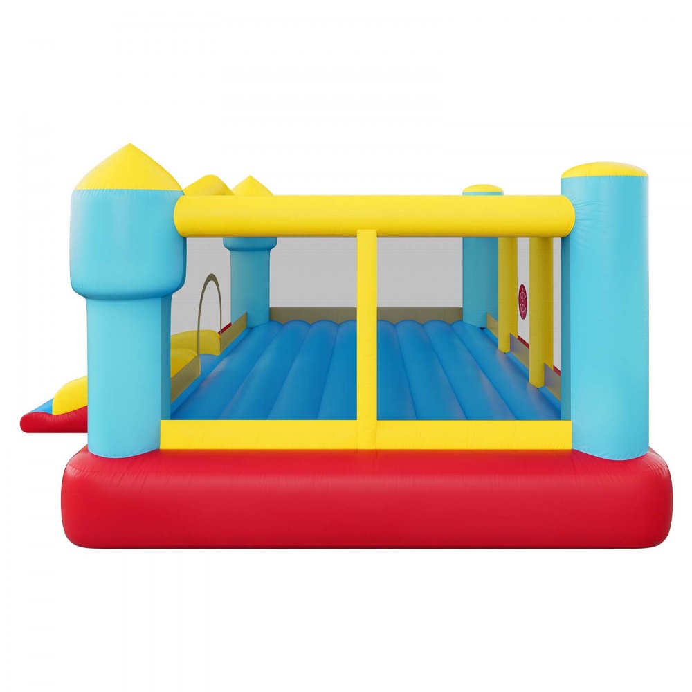VEVOR Castillo Hinchable con Soplador 448 x 420 x 207 cm, Parque Infantil Inflable con Tobogán, Aro de Baloncesto, Zona de Salto, Baloncestos de PVC para 3 a 4 Niños de 3 a 8 Años para Patio, Jardín