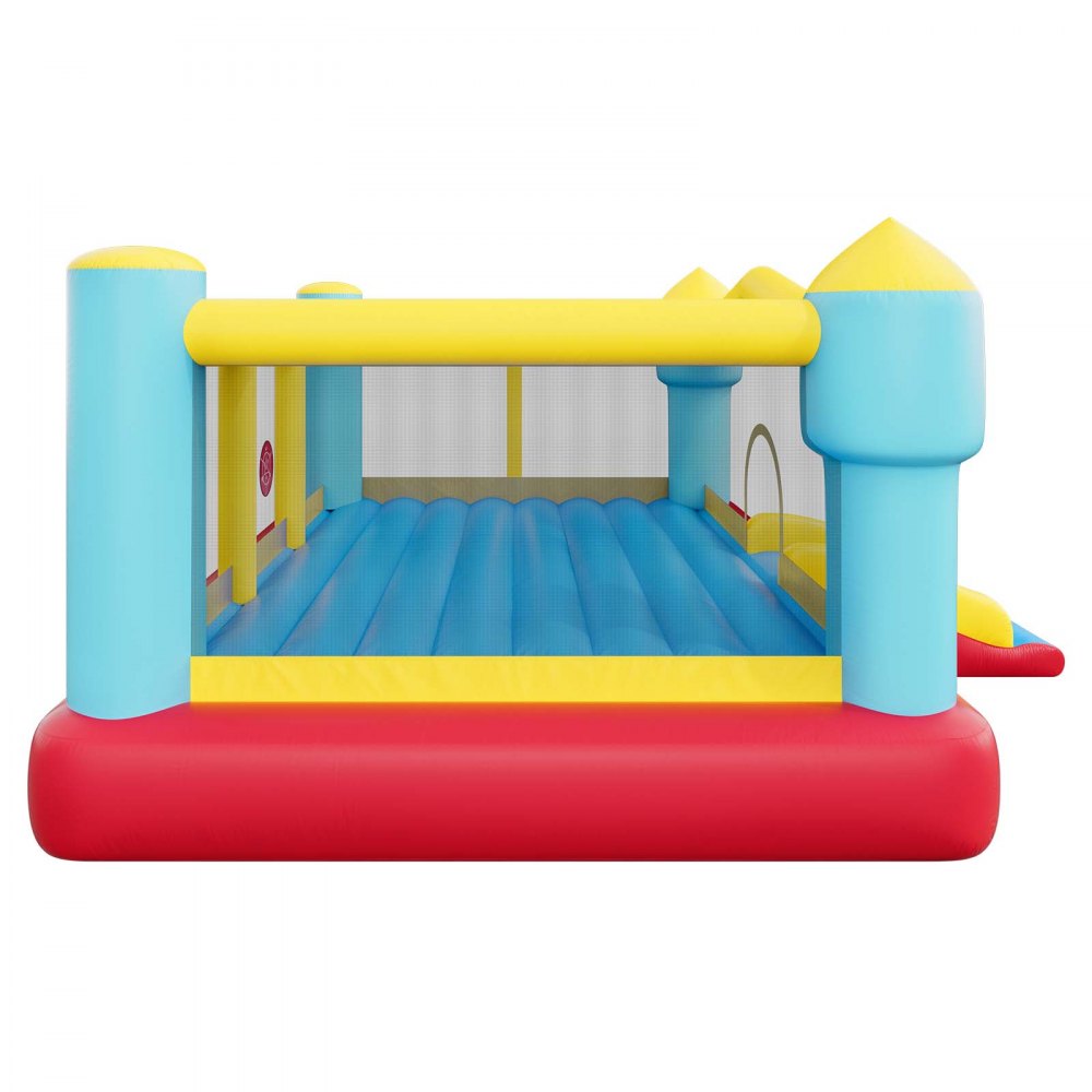 VEVOR Castillo Hinchable con Soplador 448 x 420 x 207 cm, Parque Infantil Inflable con Tobogán, Aro de Baloncesto, Zona de Salto, Baloncestos de PVC para 3 a 4 Niños de 3 a 8 Años para Patio, Jardín
