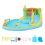 VEVOR Castillo Hinchable con Soplador 382 x 398 x 197 cm, Parque Infantil Inflable con 2 Toboganes Acuáticos, Aro de Baloncesto, Piscina de Chapoteo, Zona de Saltos, para 3 a 4 Niños de 3 a 8 Años
