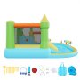 VEVOR Castillo Hinchable con Soplador 382 x 398 x 197 cm, Parque Infantil Inflable con 2 Toboganes Acuáticos, Aro de Baloncesto, Piscina de Chapoteo, Zona de Saltos, para 3 a 4 Niños de 3 a 8 Años