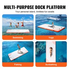 VEVOR Muelle flotante inflable, plataforma de muelle inflable de 15 x 6 pies, alfombrilla de muelle flotante antideslizante con bolsa de transporte portátil, escalera extraíble, balsa de isla para pis