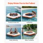 VEVOR Colchoneta para Piscina 2,6 x 2,6 m, Flotador Inflable Gigante de Forma Hexagonal, con Escalera Desmontable Centro de Malla Bolsa, Hamaca Inflable Isla de Agua para Playa Lago, Naranja y Blanco