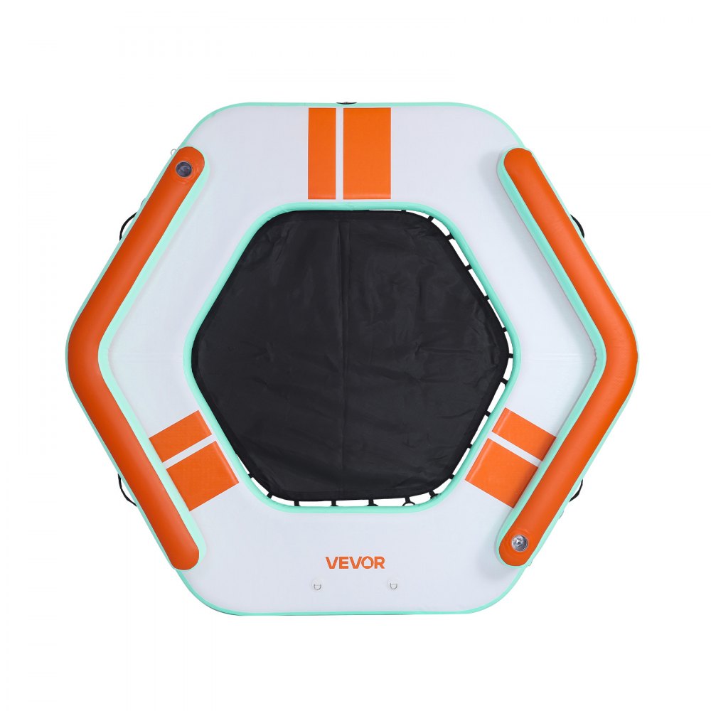 VEVOR Colchoneta para Piscina 2,6 x 2,6 m, Flotador Inflable Gigante en Forma de Hexágono, con Centro de Malla Escalera Desmontable Bomba Manual, Hamaca Inflable Isla de Agua para Piscina Playa Lago