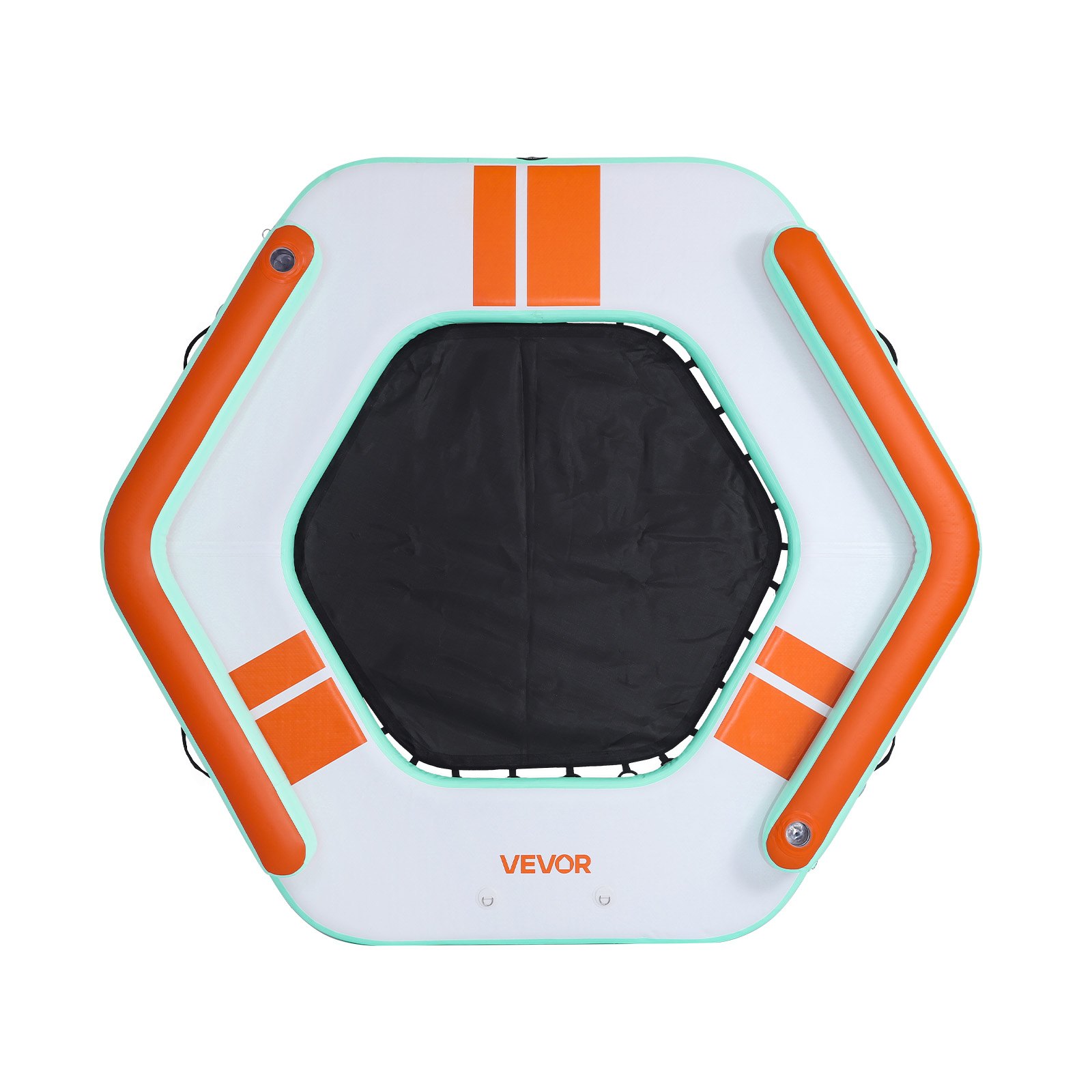 VEVOR Colchoneta para Piscina 2,6 x 2,6 m, Flotador Inflable Gigante en Forma de Hexágono, con Centro de Malla Escalera Desmontable Bomba Manual, Hamaca Inflable Isla de Agua para Piscina Playa Lago