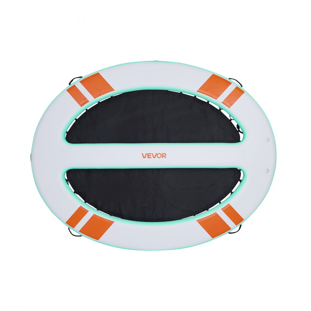 VEVOR Colchoneta para Piscina 3,05 x 2,44 m, Flotador Inflable Gigante Redondeado, con Malla Escalera Desmontable Bolsa Portátil Bomba Manual, Isla de Agua Hamaca Inflable para Playa Piscina Lago Mar