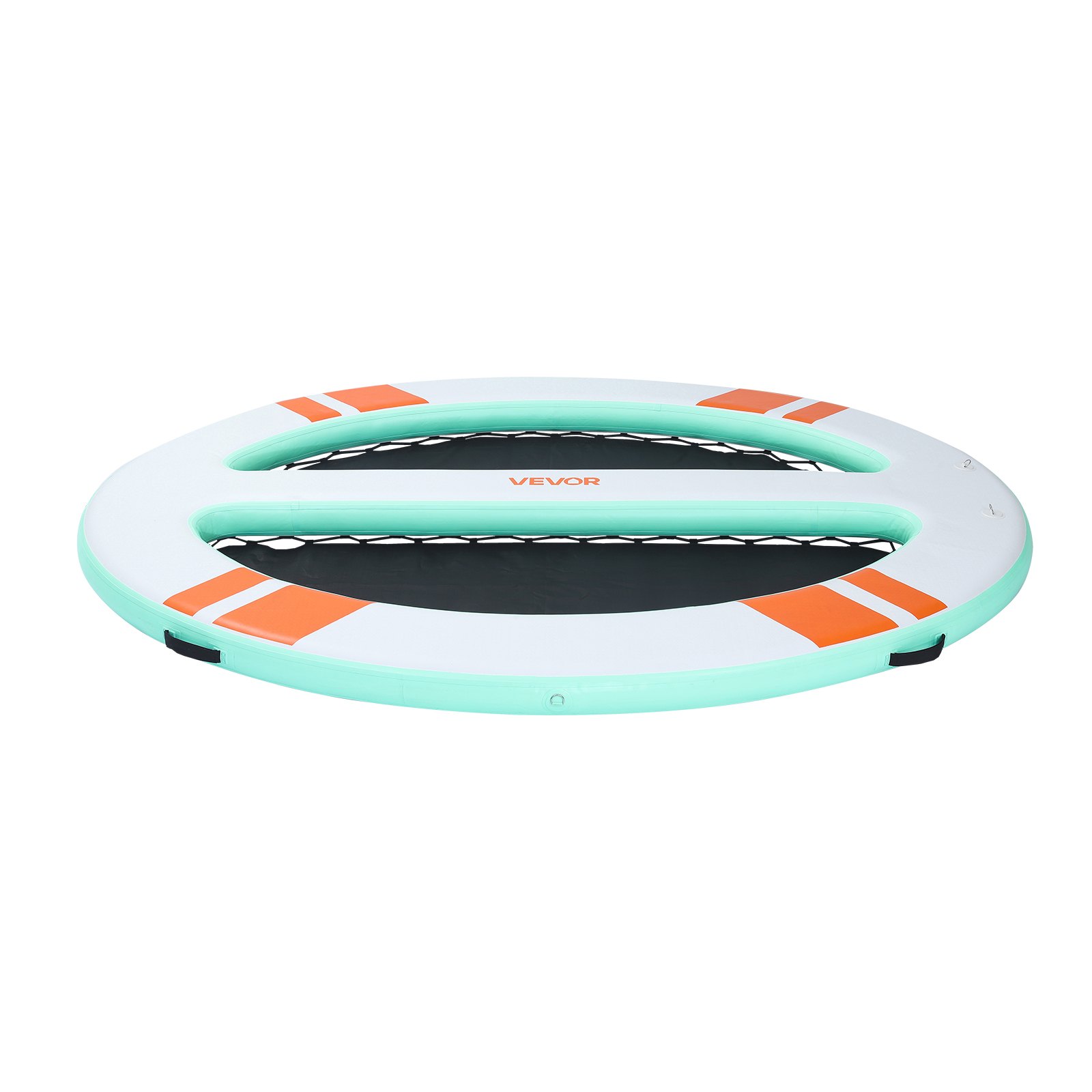 VEVOR Colchoneta para Piscina 3,05 x 2,44 m, Flotador Inflable Gigante Redondeado, con Malla Escalera Desmontable Bolsa Portátil Bomba Manual, Isla de Agua Hamaca Inflable para Playa Piscina Lago Mar