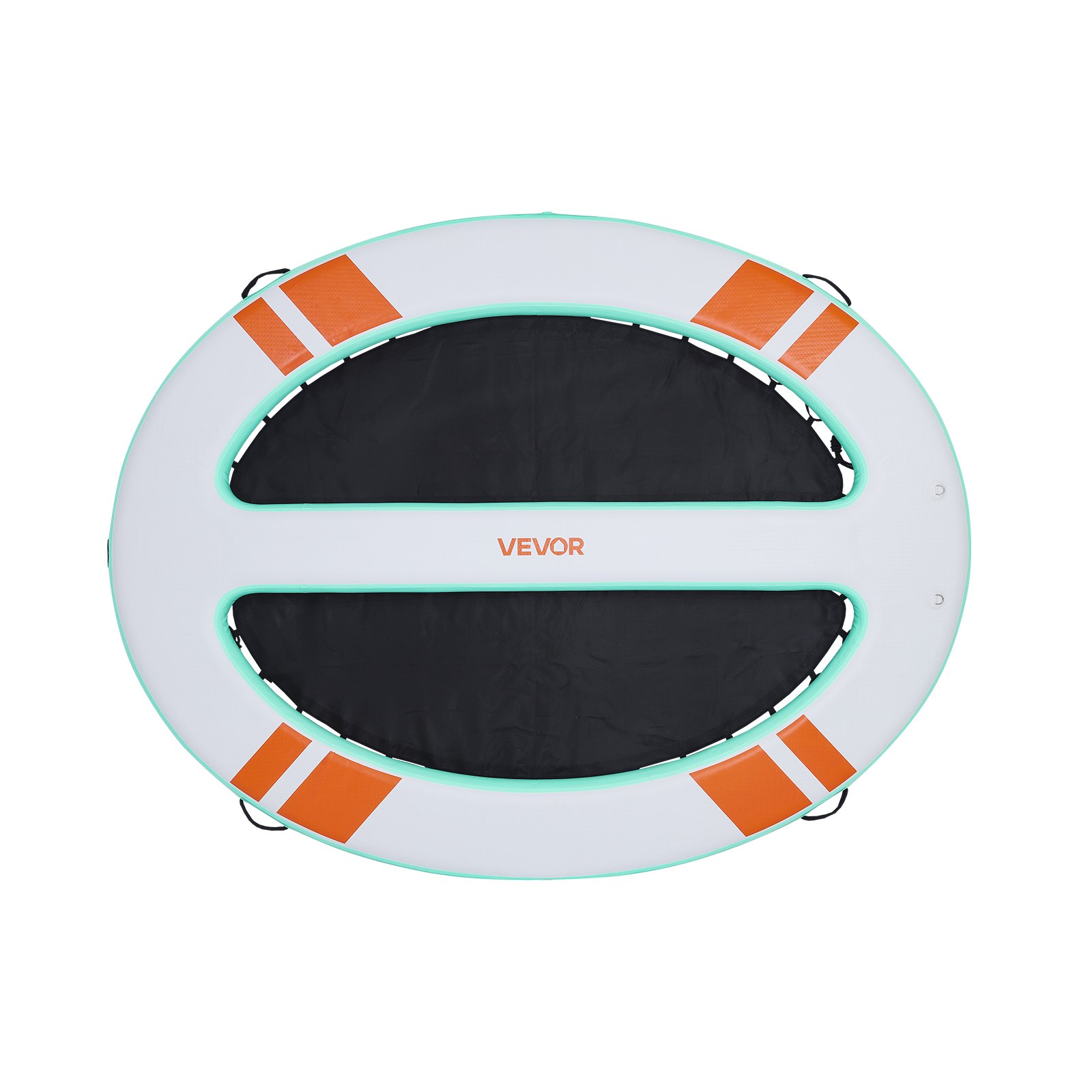 VEVOR Colchoneta para Piscina 3,05 x 2,44 m, Flotador Inflable Gigante Redondeado, con Malla Escalera Desmontable Bolsa Portátil Bomba Manual, Isla de Agua Hamaca Inflable para Playa Piscina Lago Mar