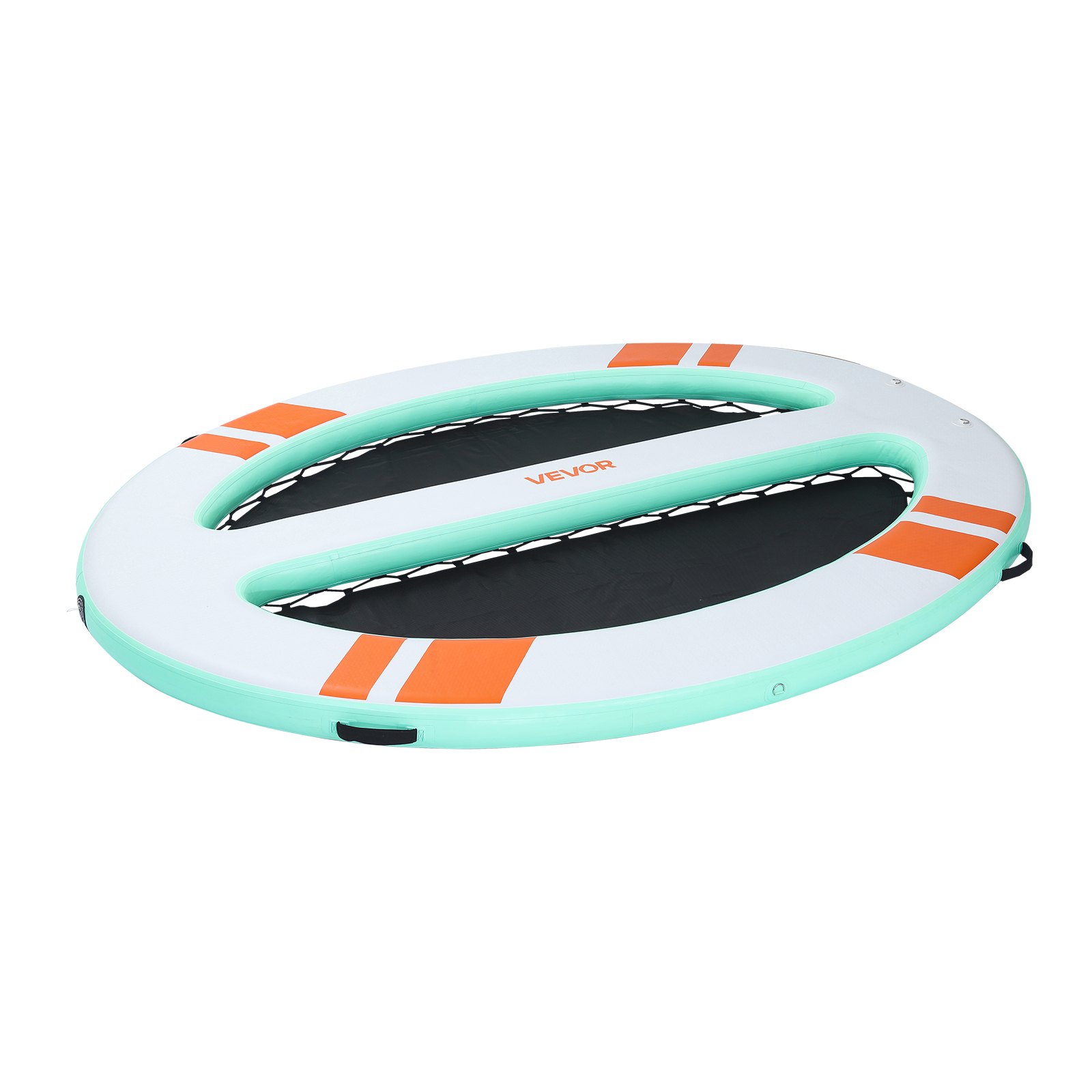 VEVOR Colchoneta para Piscina 3,05 x 2,44 m, Flotador Inflable Gigante Redondeado, con Malla Escalera Desmontable Bolsa Portátil Bomba Manual, Isla de Agua Hamaca Inflable para Playa Piscina Lago Mar