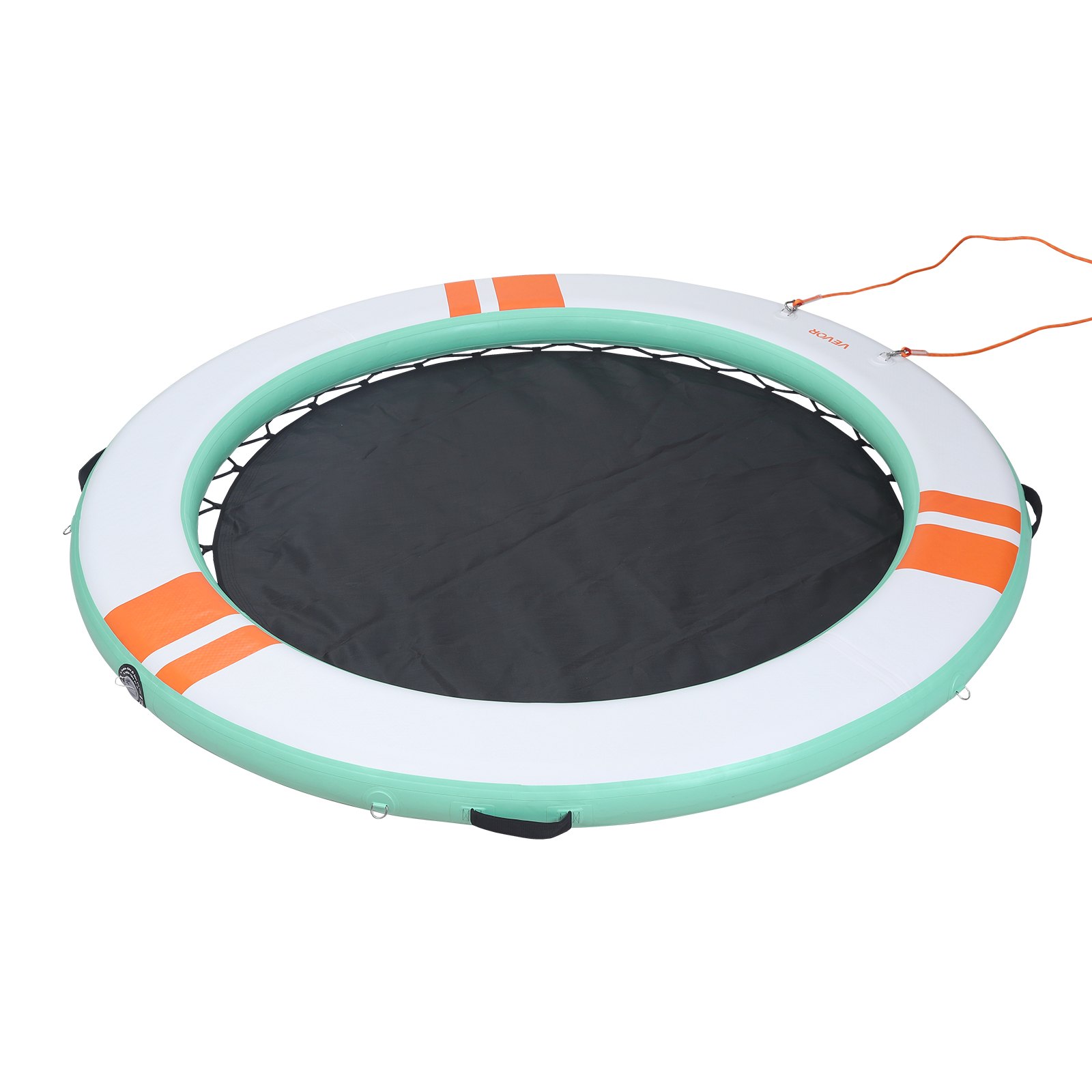 VEVOR Colchoneta para Piscina 3,05 m, Flotador Inflable en Forma Redonda, con Malla Escalera Desmontable Toldo Parasol Bolsa de Transporte Bomba, Isla de Agua Hamaca Inflable para Playa Piscina Lago