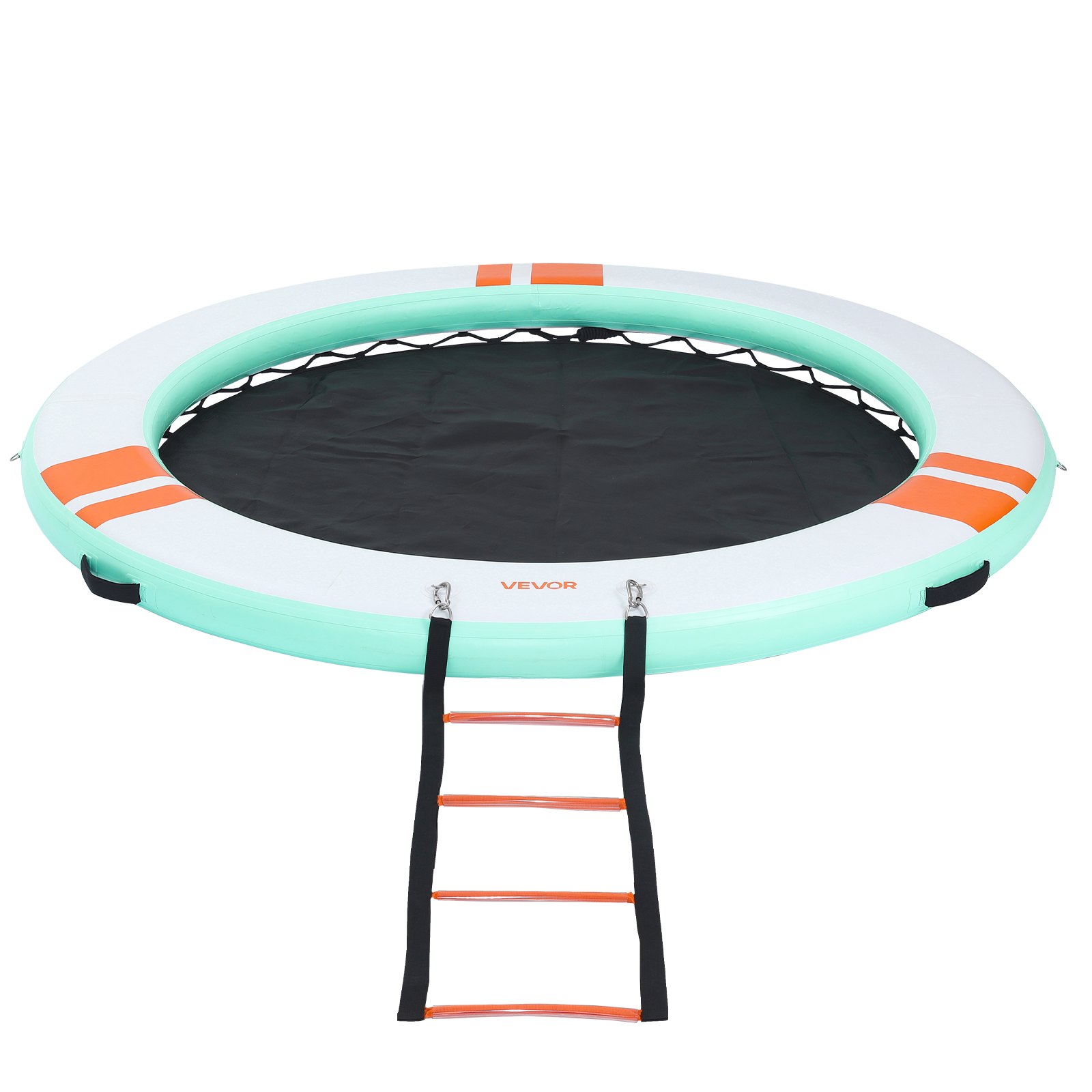 VEVOR Colchoneta para Piscina 3,05 m, Flotador Inflable en Forma Redonda, con Malla Escalera Desmontable Toldo Parasol Bolsa de Transporte Bomba, Isla de Agua Hamaca Inflable para Playa Piscina Lago