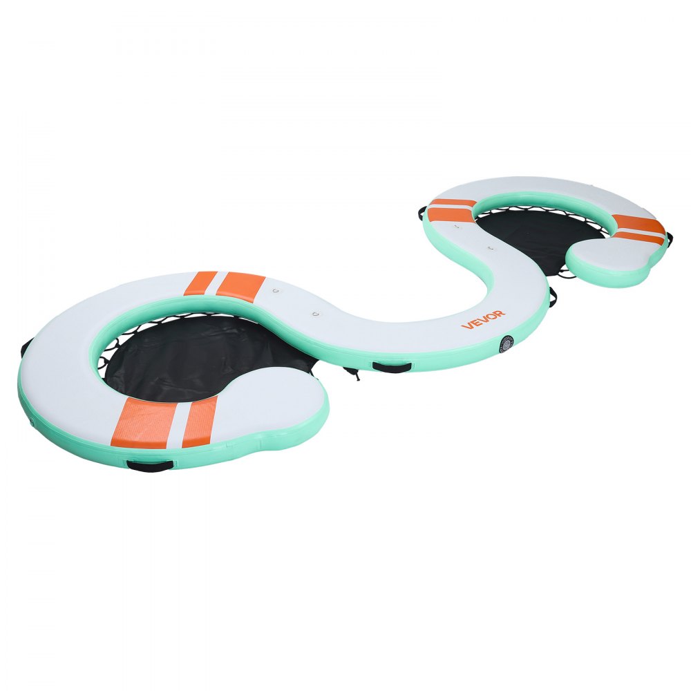 VEVOR Colchoneta para Piscina 4,57 x 1,83 m, Flotador Inflable Gigante en Forma de Serpiente, con Malla Escalera Desmontable Bomba Manual Bolsa, Hamaca Inflable Isla de Agua para Piscina Playa Lago