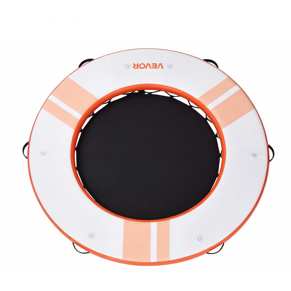 VEVOR Colchoneta para Piscina, Diámetro de 2,44 m, Flotador Inflable Gigante Redondo, con Centro de Malla Escalera Desmontable, Hamaca Inflable Isla de Agua para Piscina Playa Lago, Naranja y Blanco