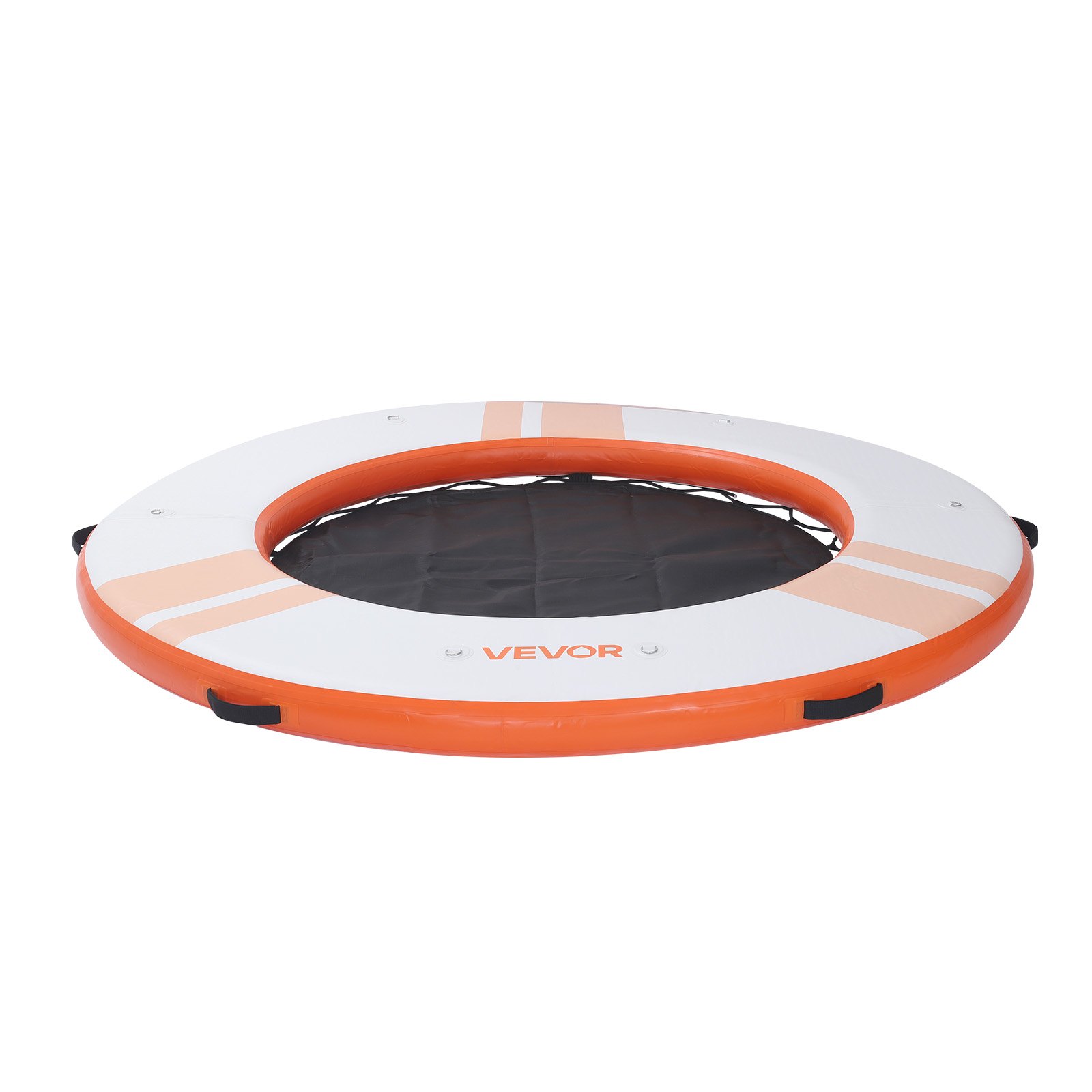 VEVOR Colchoneta para Piscina, Diámetro de 2,44 m, Flotador Inflable Gigante Redondo, con Centro de Malla Escalera Desmontable, Hamaca Inflable Isla de Agua para Piscina Playa Lago, Naranja y Blanco