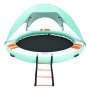 VEVOR Colchoneta para Piscina, Diámetro de 2,44 m, Flotador Inflable Redondo, con Malla Escalera Desmontable Toldo Parasol Bolsa de Transporte, Hamaca Inflable Isla de Agua para Piscina Playa Lago