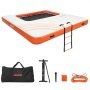 VEVOR Inflatable Floating Dock, 3.05x3.05 M Inflatable Dock Platform, Non-Slip Water Air Mat with Portable Carrying Bag and Detachable Ladder, Floating Water Platform Island Raft for Pool Beach Ocean