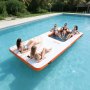 VEVOR Colchoneta para Piscina 4,57 x 1,98 m, Flotador Inflable Rectangular, con Malla Escalera Bomba Manual, Antideslizante Antifuga, Hamaca Inflable Isla de Agua para Playa Lago, Naranja y Blanco