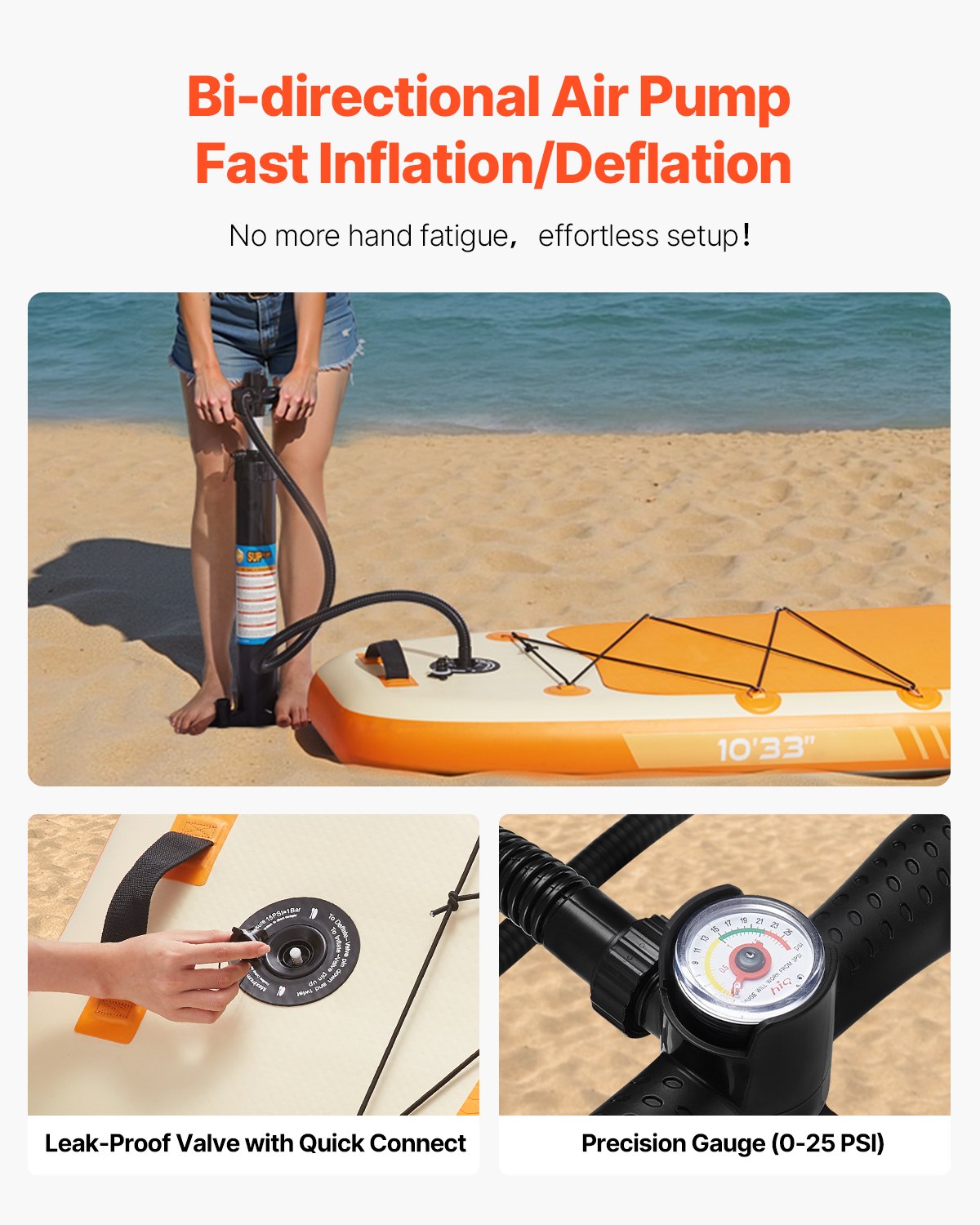 VEVOR Tabla de Paleta Surf Inflable, Ultraligera, con Bomba, Remo, Aleta, Mochila, Correa de Tobillo, Correa, Plataforma Antideslizante para Jóvenes Adultos, 304,8 x 83,8 x 15,2 cm, Carga 150 kg