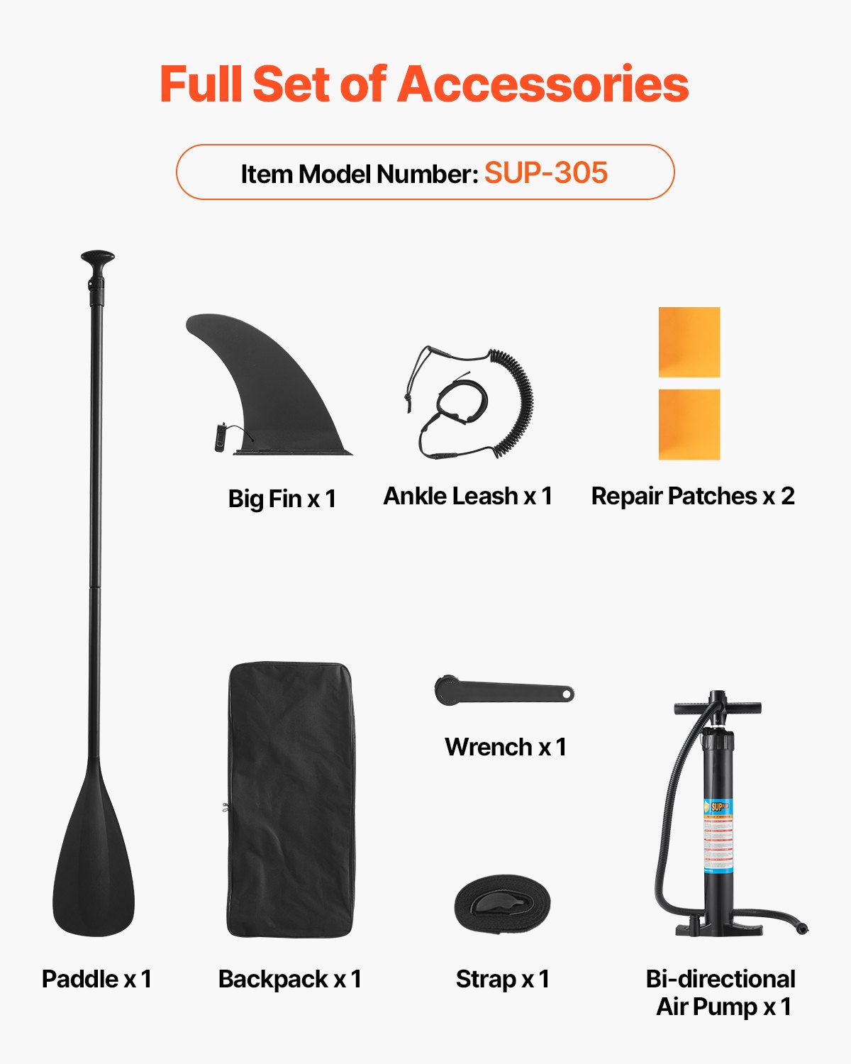 VEVOR Tabla de Paleta Surf Inflable, Ultraligera, con Bomba, Remo, Aleta, Mochila, Correa de Tobillo, Correa, Plataforma Antideslizante para Jóvenes Adultos, 304,8 x 83,8 x 15,2 cm, Carga 150 kg