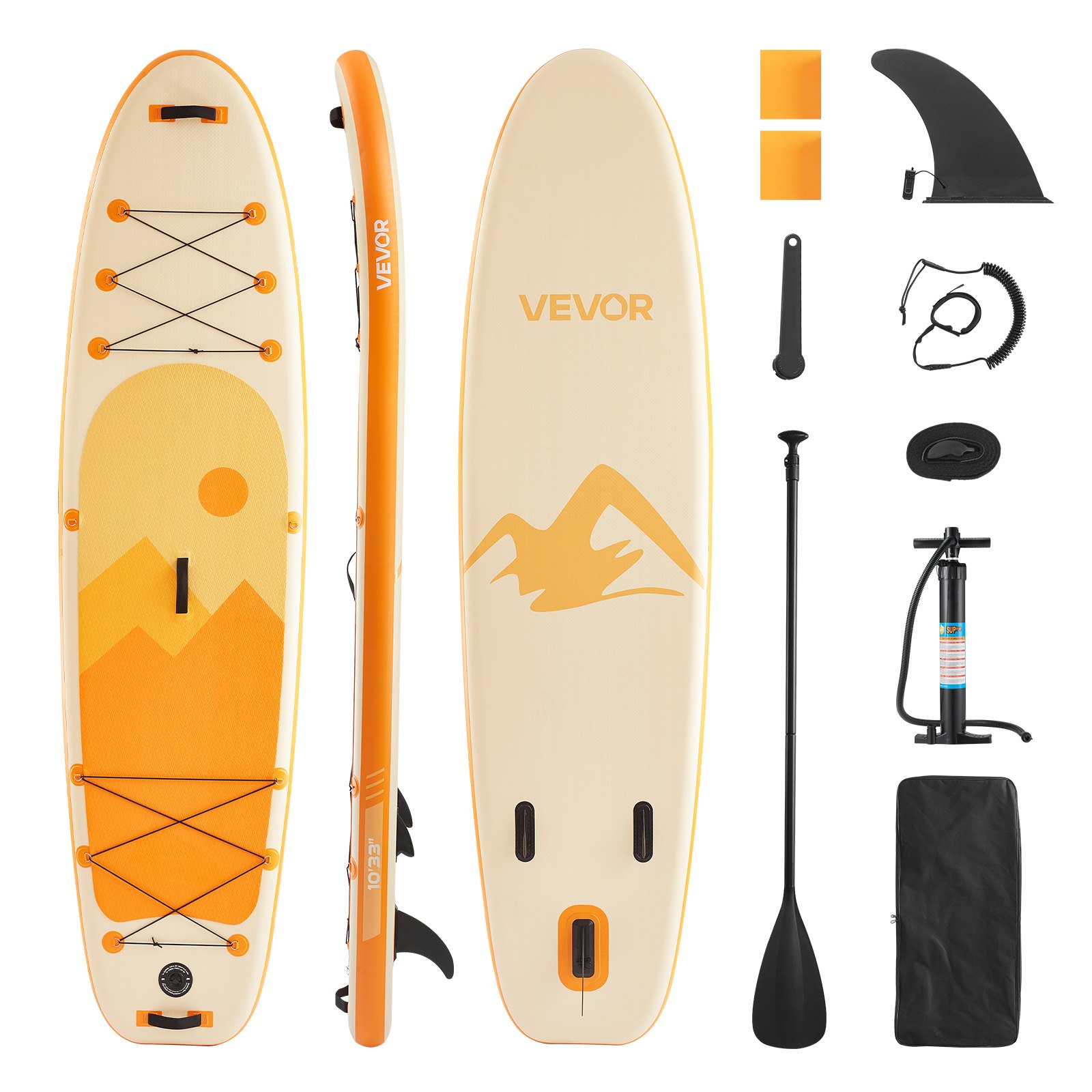 VEVOR Tabla de Paleta Surf Inflable, Ultraligera, con Bomba, Remo, Aleta, Mochila, Correa de Tobillo, Correa, Plataforma Antideslizante para Jóvenes Adultos, 304,8 x 83,8 x 15,2 cm, Carga 150 kg