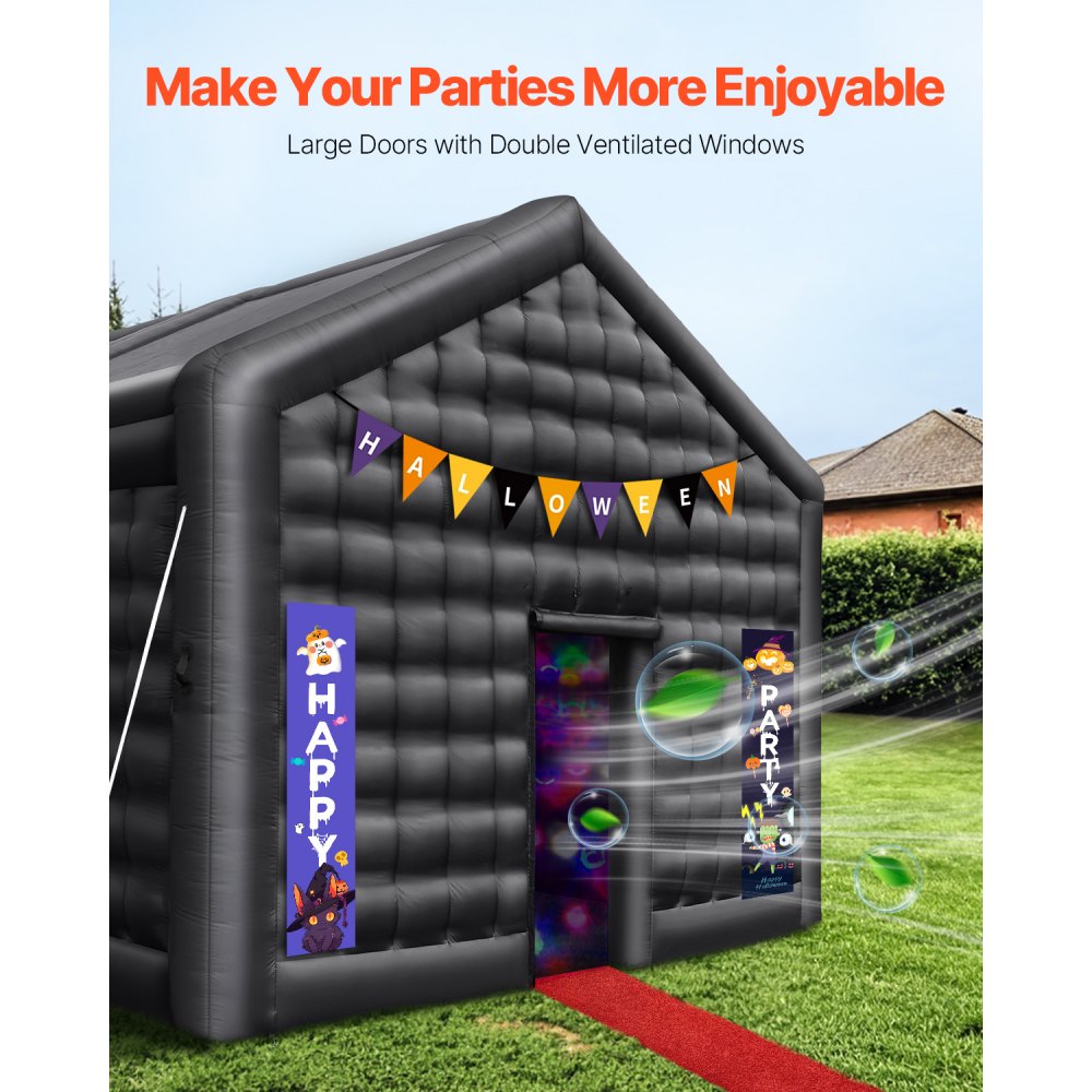 VEVOR Carpa Inflable para Discoteca para Fiestas de 5,4 x 5 x 4,25 m, Tienda de Campaña Inflable con Soplador de 680 W, Carpa Inflable Grande para Adultos para Bodas, Cumpleaños, Fiestas, Color Negro