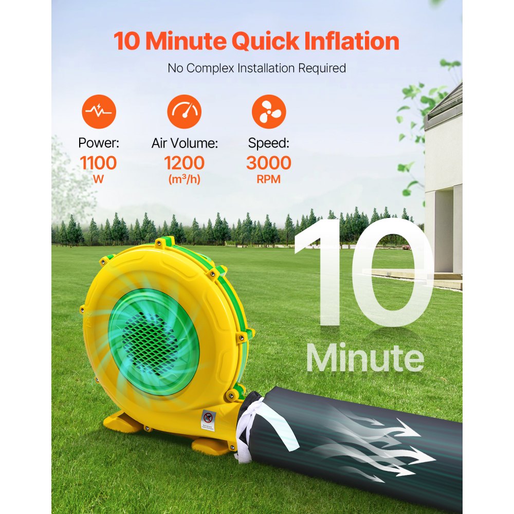 VEVOR Carpa Inflable para Discoteca para Fiestas de 8 x 6 x 4 m, Tienda de Campaña Inflable con Soplador de 1100 W, Carpa Inflable Grande para Adultos para Bodas, Cumpleaños, Fiestas, Color Negro