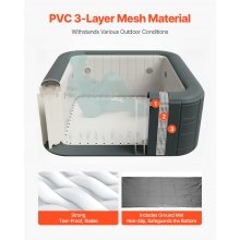 VEVOR Jacuzzi Inflable para 4 a 6 Personas Cuadrado 1850 x 660 mm Portátil Gris