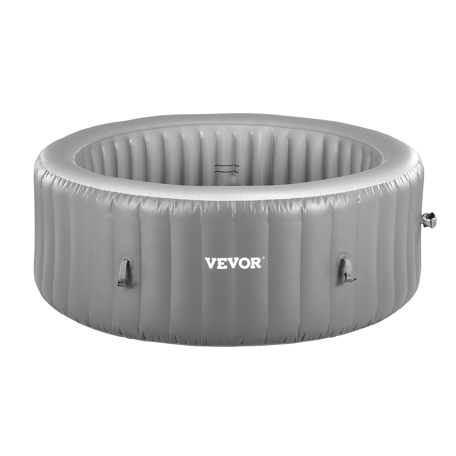 VEVOR inflatable bathtub for 6 to 8 people (240 x 66 cm), round & portable, with 130 soothing jets, headrest, LED light, cover & multifunctional control panel, PVC spa pool outdoor