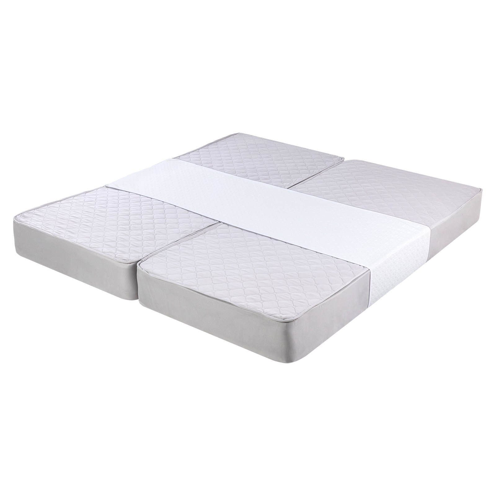 VEVOR Puente de Cama Kit de Conversión de Cama King de 2540 x 610 mm, Relleno de Espacio para Colchón de Cama Ajustable con Correa de Hebilla de Metal Resistente, Espuma Viscoelástica 25D, Blanco