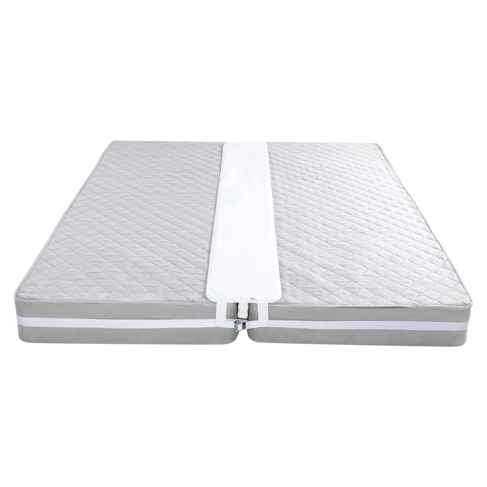 VEVOR Puente de Cama Kit de Conversión de Cama King de 2032 x 305 mm, Relleno de Espacio para Colchón de Cama Ajustable con Correa de Hebilla de Metal Resistente, Espuma Viscoelástica 25D, Blanco