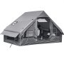 VEVOR Tienda de Campaña Inflable para 2-4 Personas con Bomba de Aire Gris, para Glamping Viaje Familiar Outdoor, con Claraboya Apertura de Chimenea Ventanas de Malla, Tela Oxford Impermeable 420D