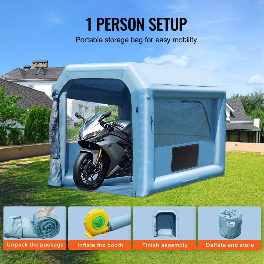 VEVOR Inflatable Paint Booth, 3.9 x 2.4 x 2.4 m Inflatable Spray Booth, with 550 W Blower & Air Filter System, Portable Car Paint Booth for Painting Motorcycles, Bicycles, and Small Furniture