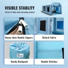 VEVOR Cabina de Pintura Inflable 6 x 3  x 2,5 m Carpa Hinchable de Pintura de Coches en Oxford 210D con Sistema de Filtración 2 Sopladores 480W + 750W Estación de Trabajo de Pintura Taller de Garaje