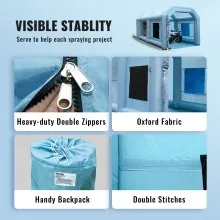 VEVOR Cabina de Pintura Inflable 6 x 3  x 2,5 m Carpa Hinchable de Pintura de Coches en Oxford 210D con Sistema de Filtración 2 Sopladores 480W + 750W Estación de Trabajo de Pintura Taller de Garaje