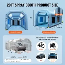 VEVOR Cabina de Pintura Inflable 6 x 3  x 2,5 m Carpa Hinchable de Pintura de Coches en Oxford 210D con Sistema de Filtración 2 Sopladores 480W + 750W Estación de Trabajo de Pintura Taller de Garaje