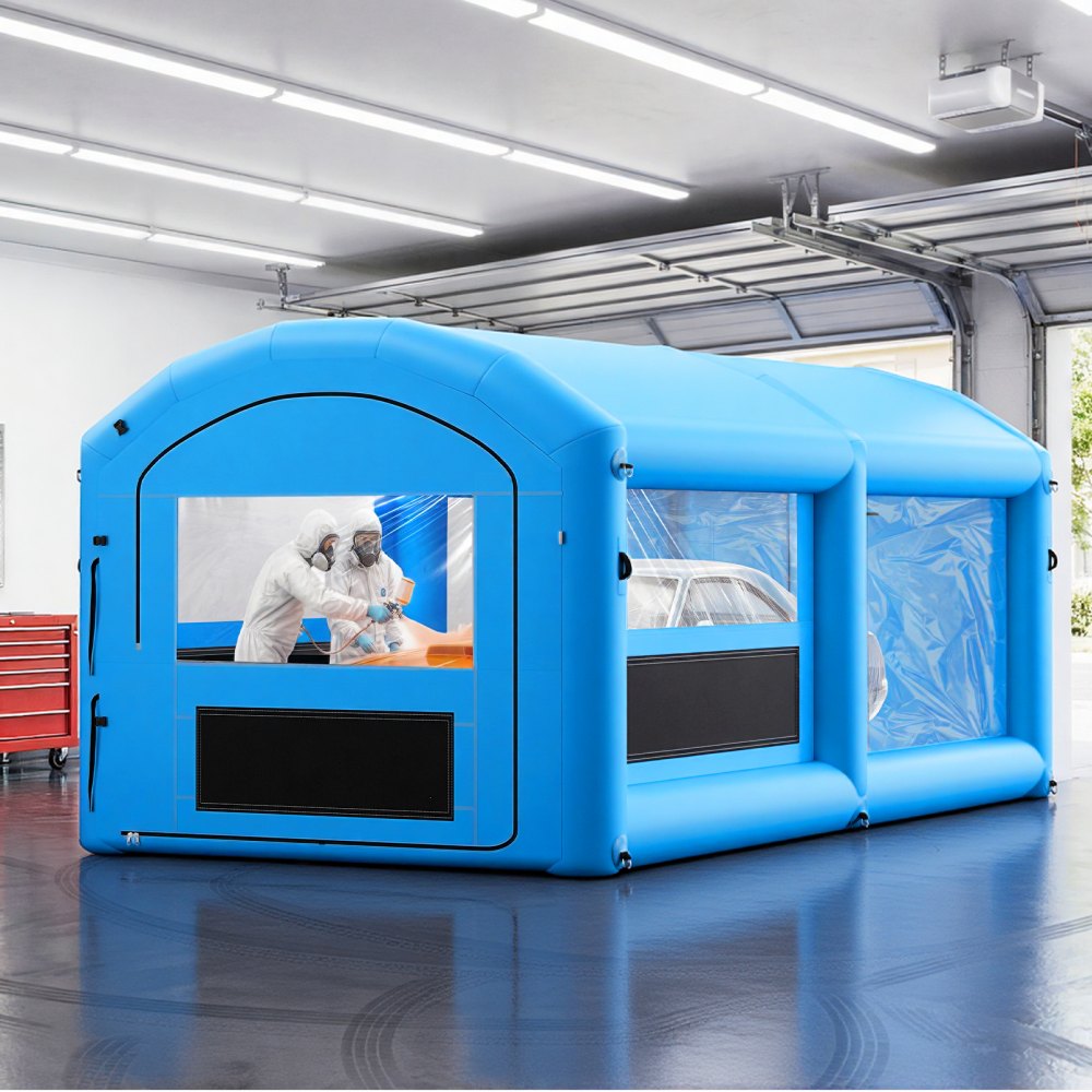 VEVOR Cabina de Pintura Hinchable 6 x 3 x 2,5 m Sopladores de 550 W y 750 W, Cabina de Pulverización Portátil con Sistema de Filtración, Bolsa de Almacenamiento, Pinturas para Motos Muebles, Azul