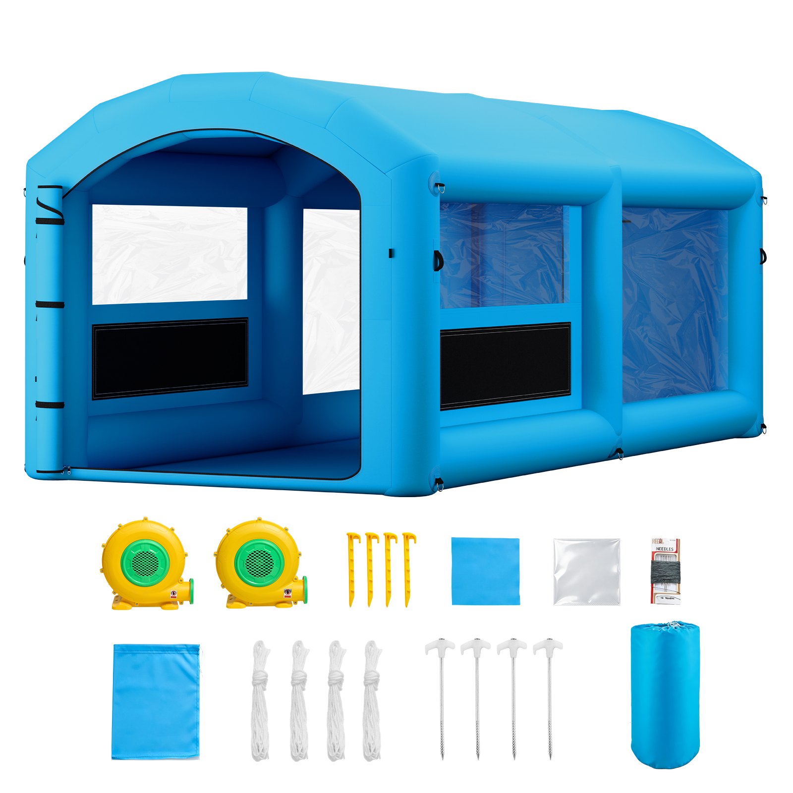 VEVOR Cabina de Pintura Hinchable 6 x 3 x 2,5 m Sopladores de 550 W y 750 W, Cabina de Pulverización Portátil con Sistema de Filtración, Bolsa de Almacenamiento, Pinturas para Motos Muebles, Azul