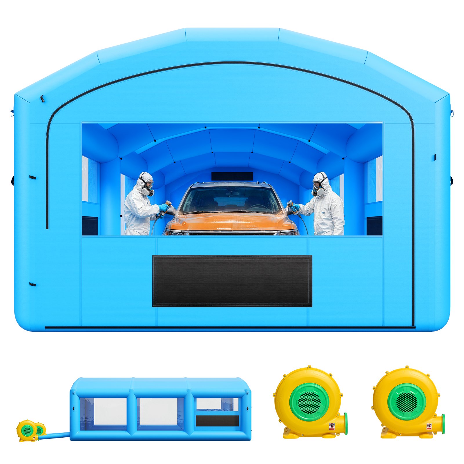 VEVOR Cabina de Pintura Hinchable 8,5 x 4,5 x 3 m Cabina de Pulverización, Doble Soplador de 750 W y 950 W, Sistema de Filtración, Portátil con Bolsa de Almacenamiento, para Coches Camiones SUVs, Azul