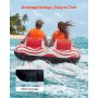 VEVOR Flotador de Arrastre Inflable para Deportes Acuáticos 163 x 160 x 56 cm, Flotador Remolcable para 2 Personas, Capacidad de 154 kg, con Dos Cabinas, Cubierta de Nailon, Asas Acolchadas, Rojo
