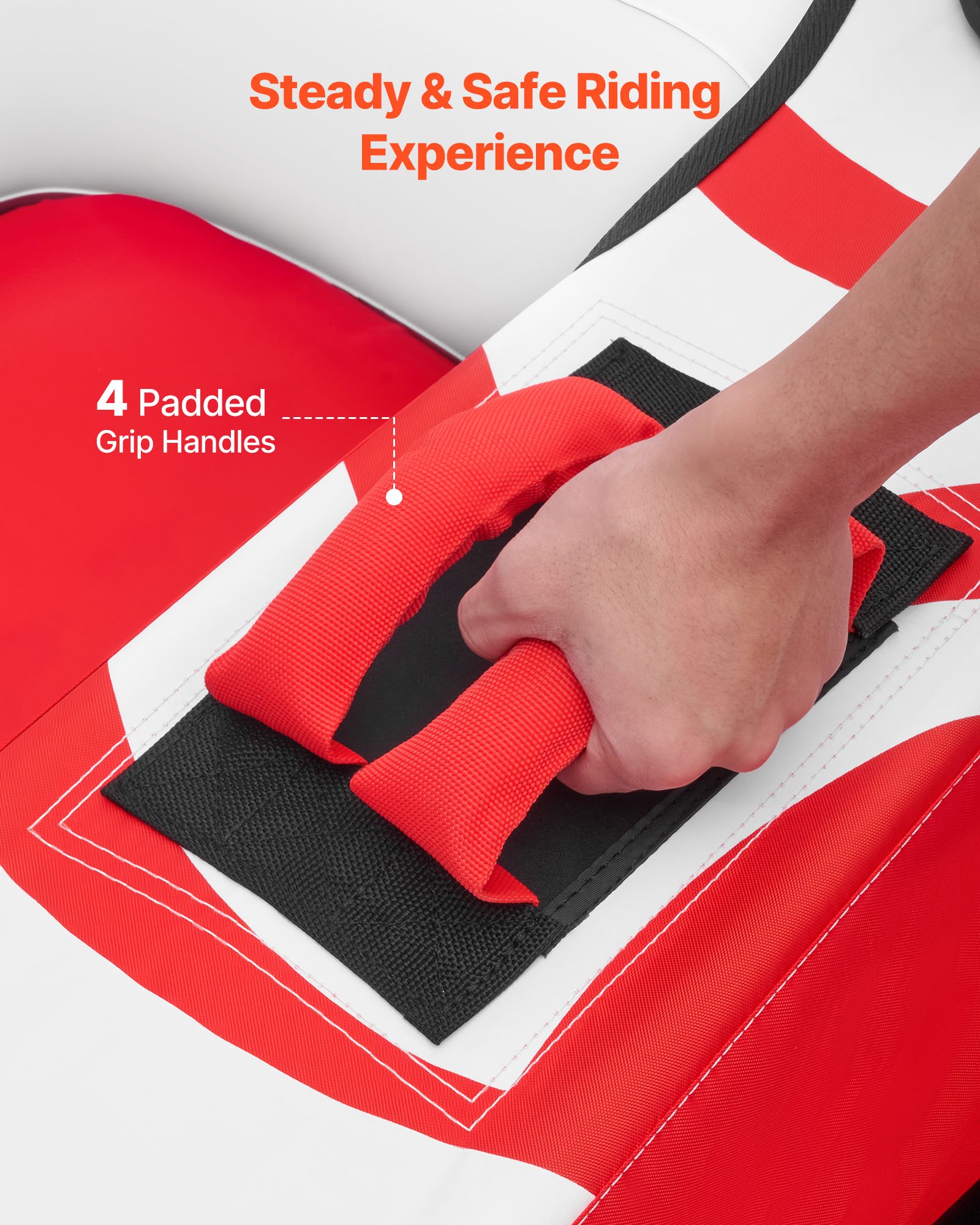 VEVOR Flotador de Arrastre Inflable para Deportes Acuáticos 163 x 160 x 56 cm, Flotador Remolcable para 2 Personas, Capacidad de 154 kg, con Dos Cabinas, Cubierta de Nailon, Asas Acolchadas, Rojo