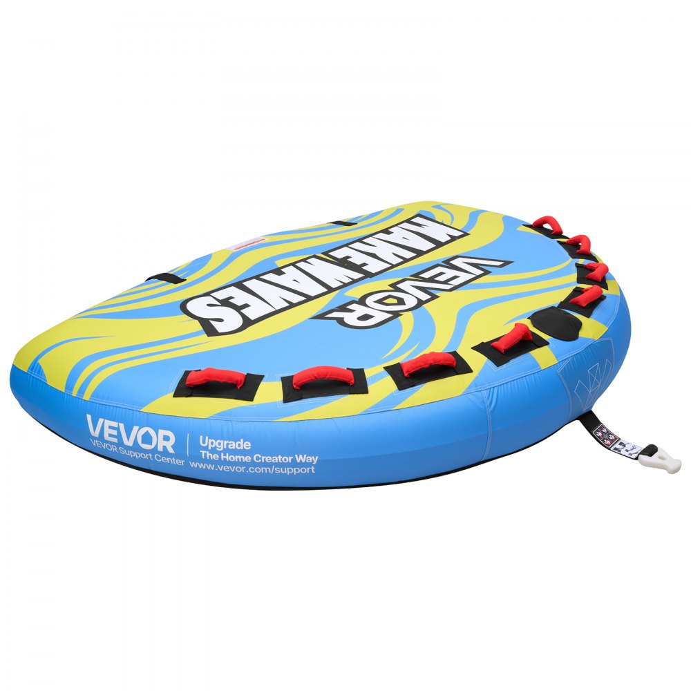 VEVOR Flotador de Arrastre Inflable para Deportes Acuáticos para 4 Personas, Flotador Remolcable 226x162 cm Capacidad de 308 kg, con Cubierta de Nailon, Asas Acolchadas, Válvula de Seguridad, Azul