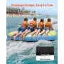 VEVOR Flotador de Arrastre Inflable para Deportes Acuáticos para 4 Personas, Flotador Remolcable 226x162 cm Capacidad de 308 kg, con Cubierta de Nailon, Asas Acolchadas, Válvula de Seguridad, Azul