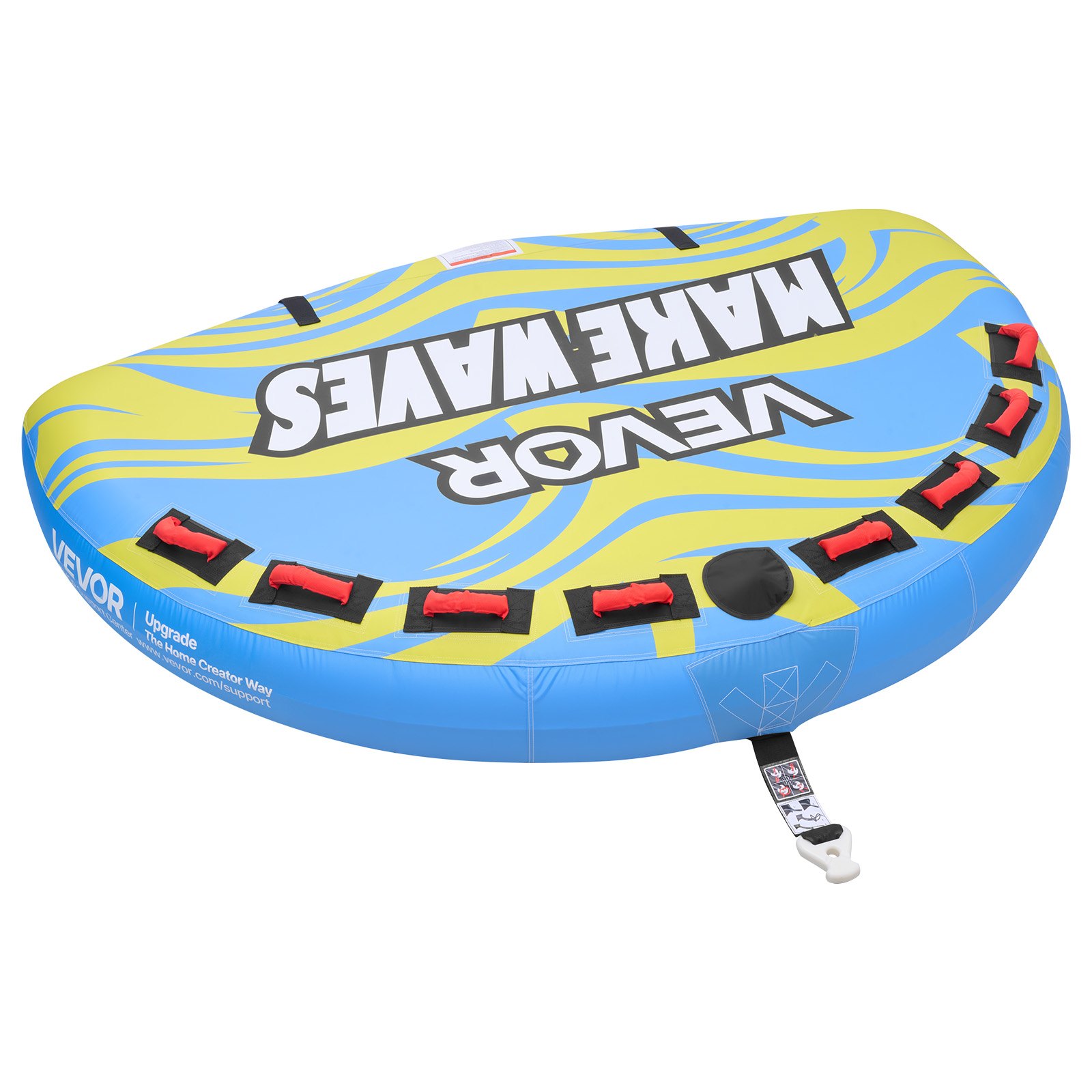 VEVOR Flotador de Arrastre Inflable para Deportes Acuáticos para 4 Personas, Flotador Remolcable 226x162 cm Capacidad de 308 kg, con Cubierta de Nailon, Asas Acolchadas, Válvula de Seguridad, Azul