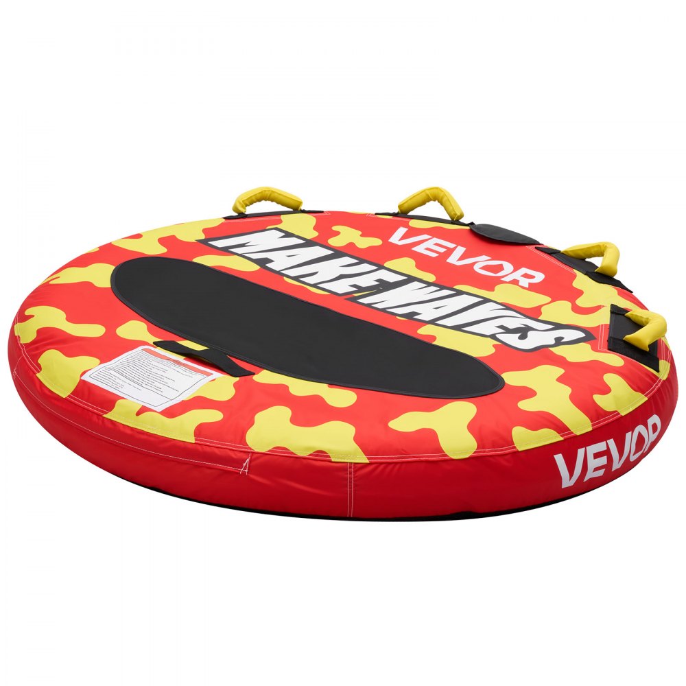 VEVOR Flotador de Arrastre Inflable para Deportes Acuáticos 130 cm, Flotador Remolcable Carga de 154 kg para 2 Personas, con Cubierta de Nailon, Almohadilla Antideslizante, Asas Acolchadas, Rojo