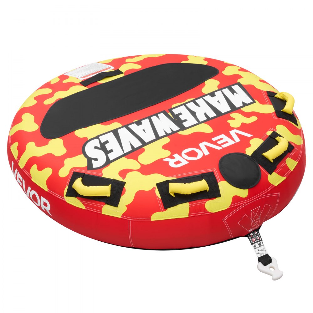 VEVOR Flotador de Arrastre Inflable para Deportes Acuáticos 130 cm, Flotador Remolcable Carga de 154 kg para 2 Personas, con Cubierta de Nailon, Almohadilla Antideslizante, Asas Acolchadas, Rojo