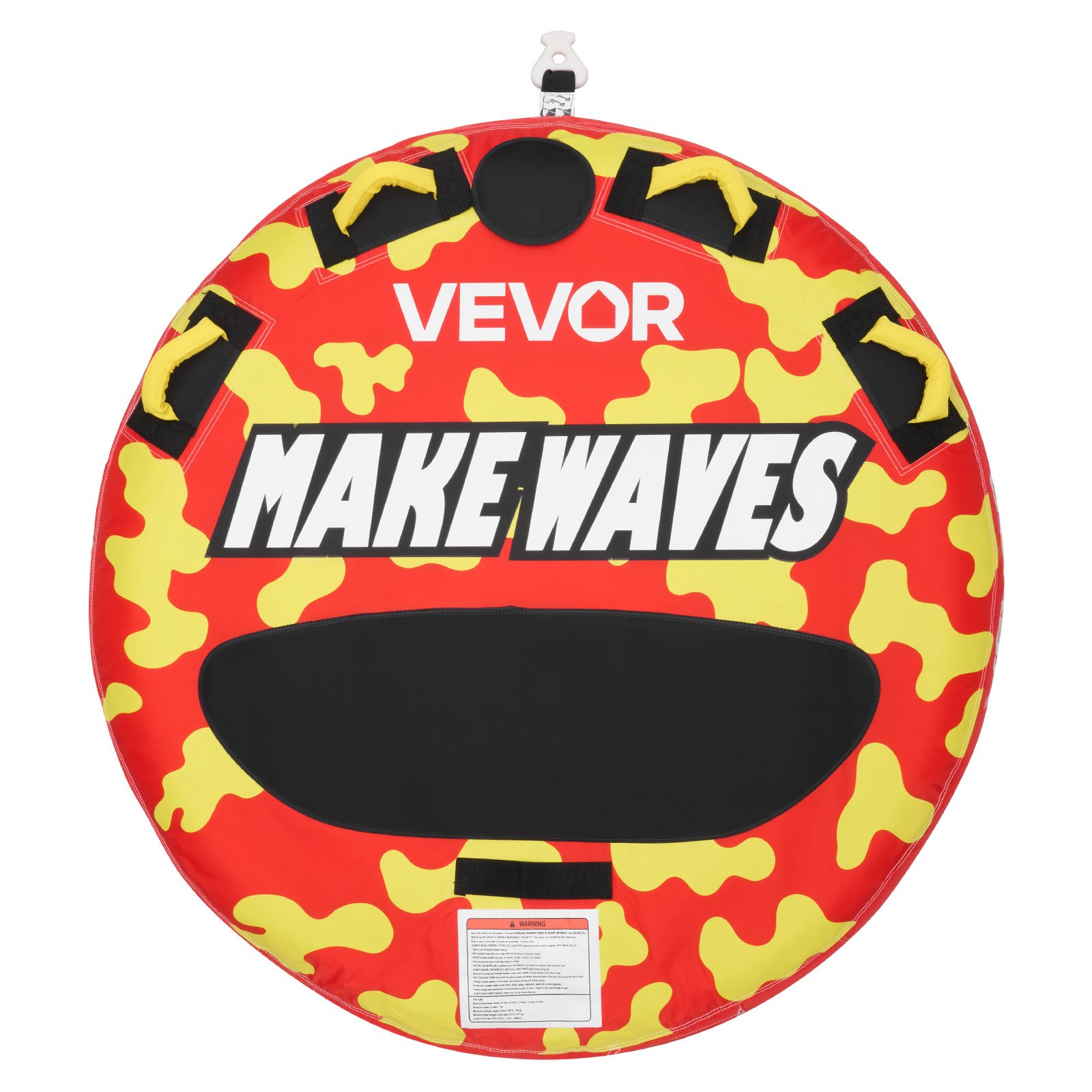 VEVOR Flotador de Arrastre Inflable para Deportes Acuáticos 130 cm, Flotador Remolcable Carga de 154 kg para 2 Personas, con Cubierta de Nailon, Almohadilla Antideslizante, Asas Acolchadas, Rojo