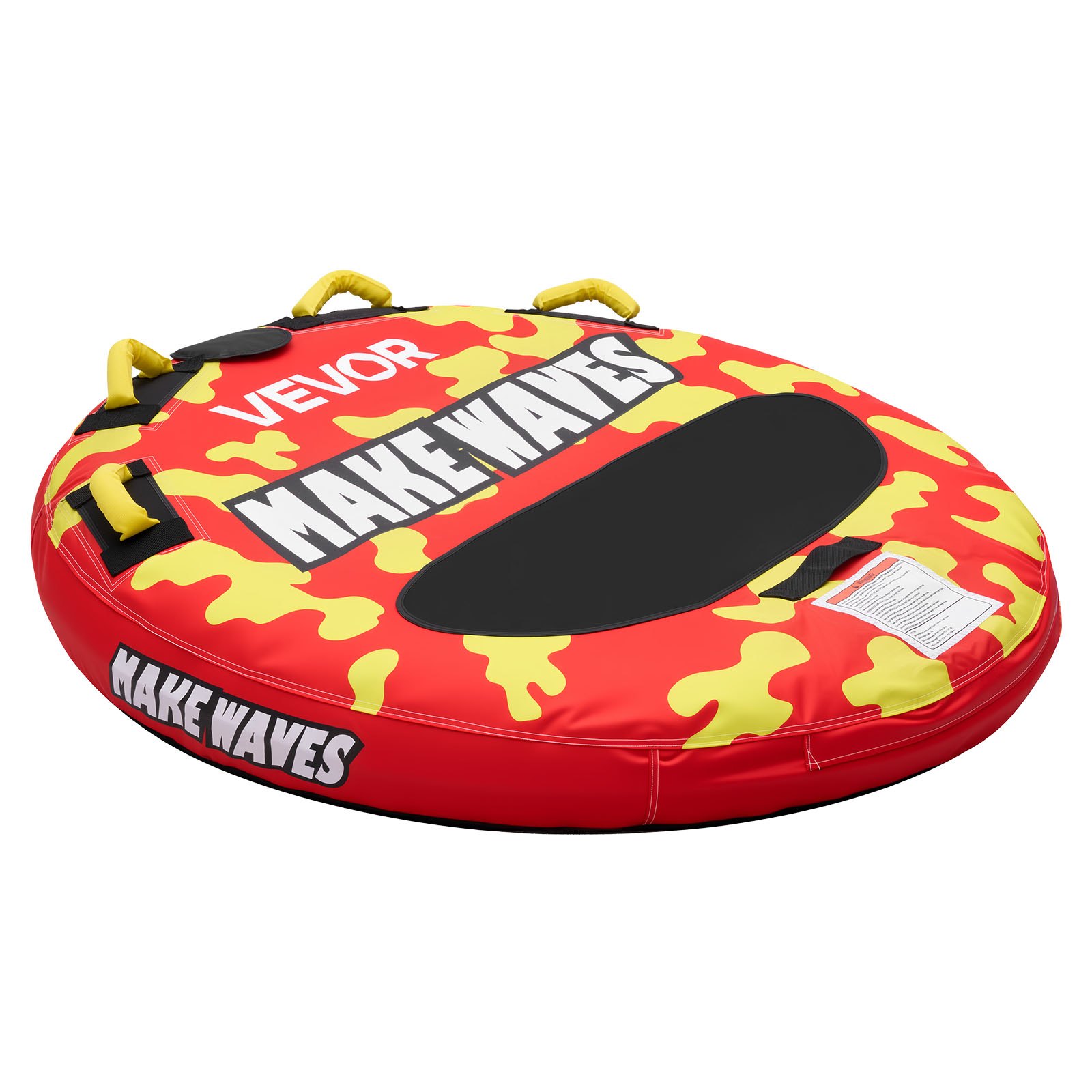 VEVOR Flotador de Arrastre Inflable para Deportes Acuáticos 130 cm, Flotador Remolcable Carga de 154 kg para 2 Personas, con Cubierta de Nailon, Almohadilla Antideslizante, Asas Acolchadas, Rojo