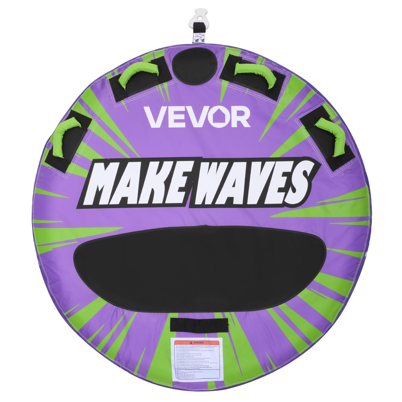 VEVOR Flotador de Arrastre Inflable para Deportes Acuáticos 130 cm, Flotador Remolcable para 2 Personas, Carga de 154 kg, con Almohadilla Antideslizante, Cubierta de Nailon, Asas Acolchadas, Morado