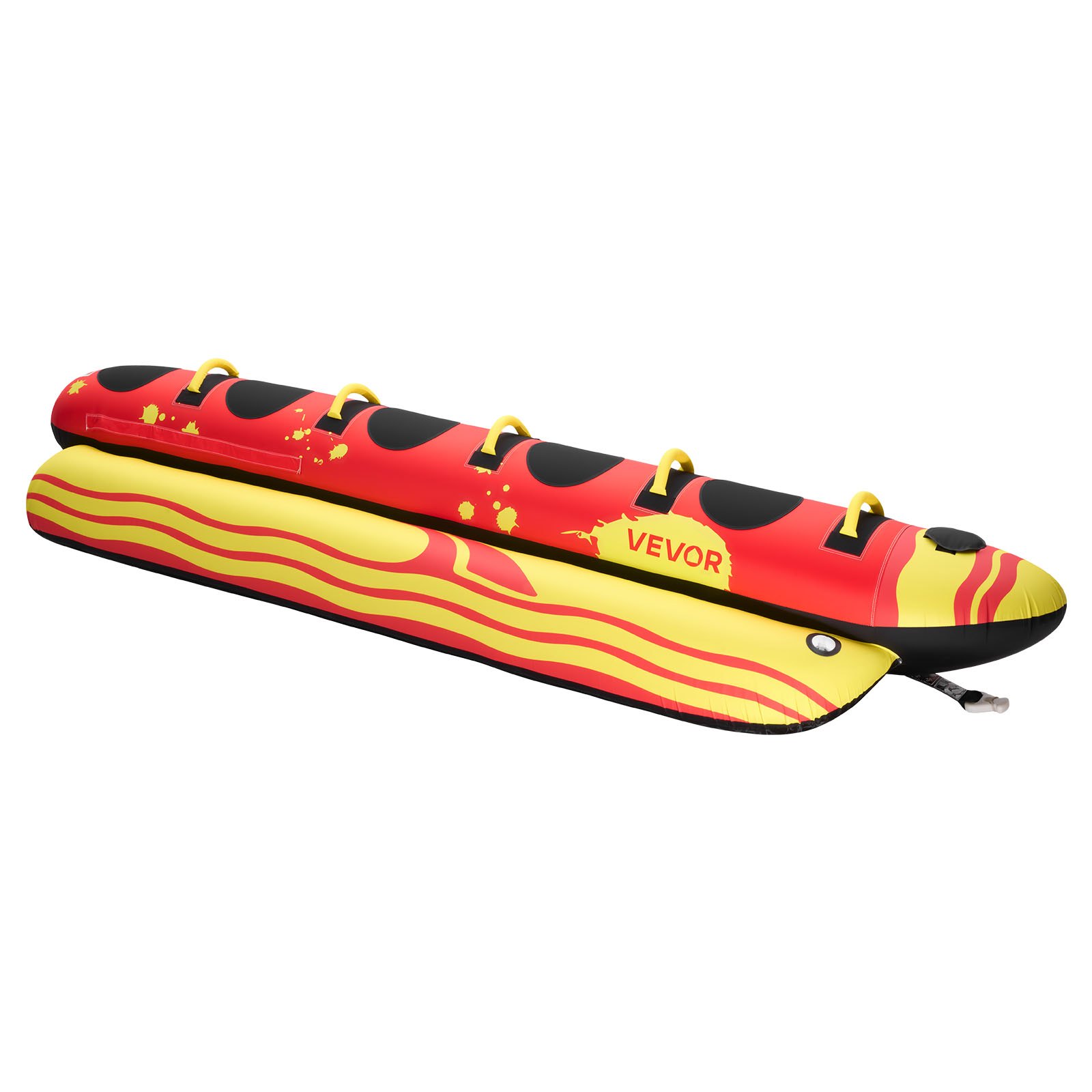 VEVOR Tubo Remolcable para Navegación 5 Pasajeros, Flotador de Arrastre Inflable 354 x 103 cm, Capacidad de 385 kg, para Deportes Acuáticos, con Cubierta Completa de Nailon, Válvula de Seguridad